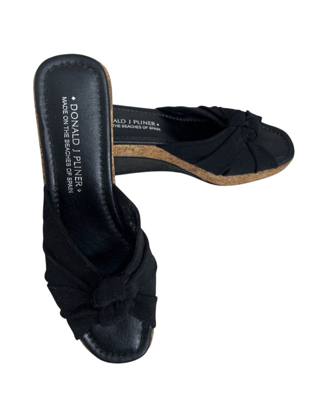 Donald J Pliner Womens Black Wedge Cork Heel Sandals Size 8.5 M
